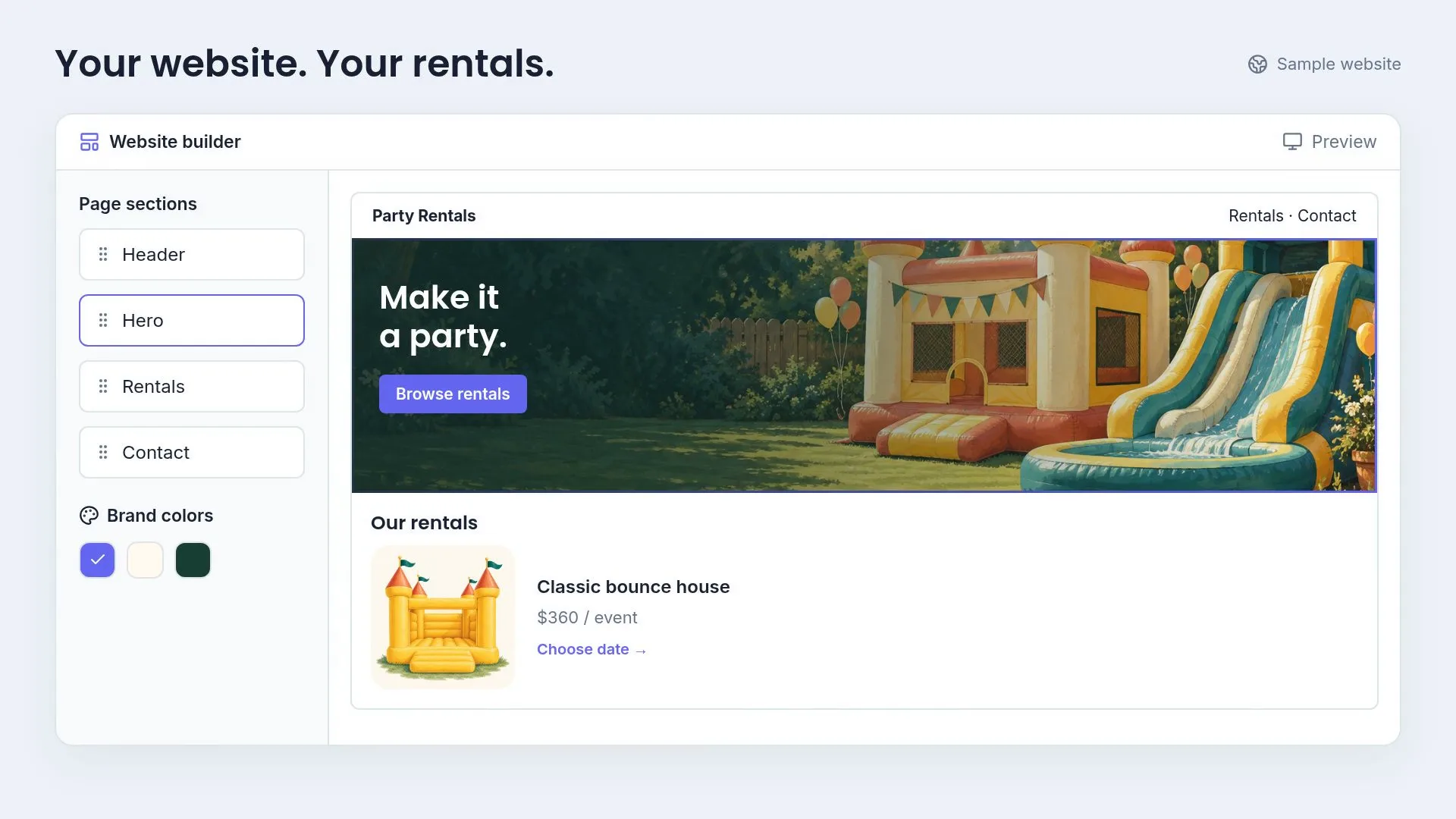 Sample rental website
